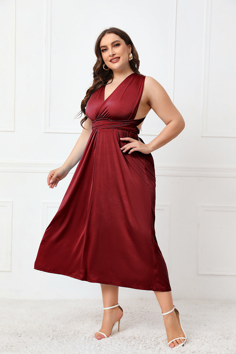 Elegant burgundy satin midi dress from langry fashion collection showcasing luxurious ملابس style