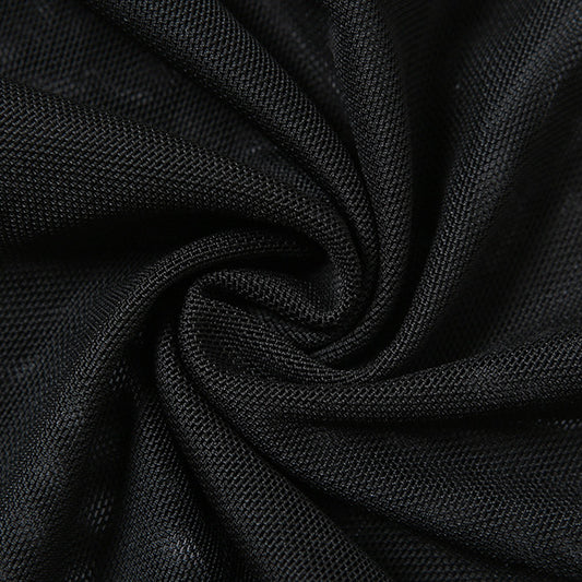 Round Neck See-through Mesh one Piece Slim Fit Patchwork Opera Glove t Shirt