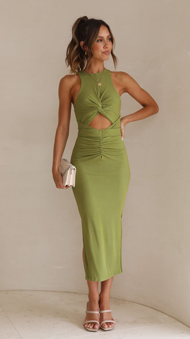 Green cut-out midi dress from Stunning Slim Fit Slit Dress, perfect for fashion lovers