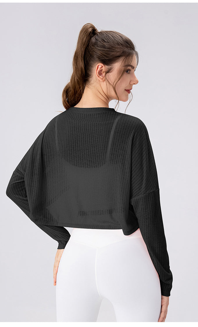 Women Yoga Blouse Long Sleeve Lightweight Breathable Workout Top Loose Outdoor Running Casual Sports