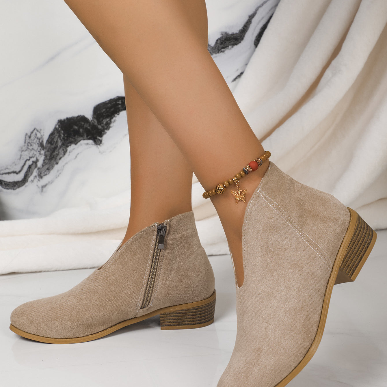 Beige suede ankle boots from Winter Cute Boot with discover free shipping available