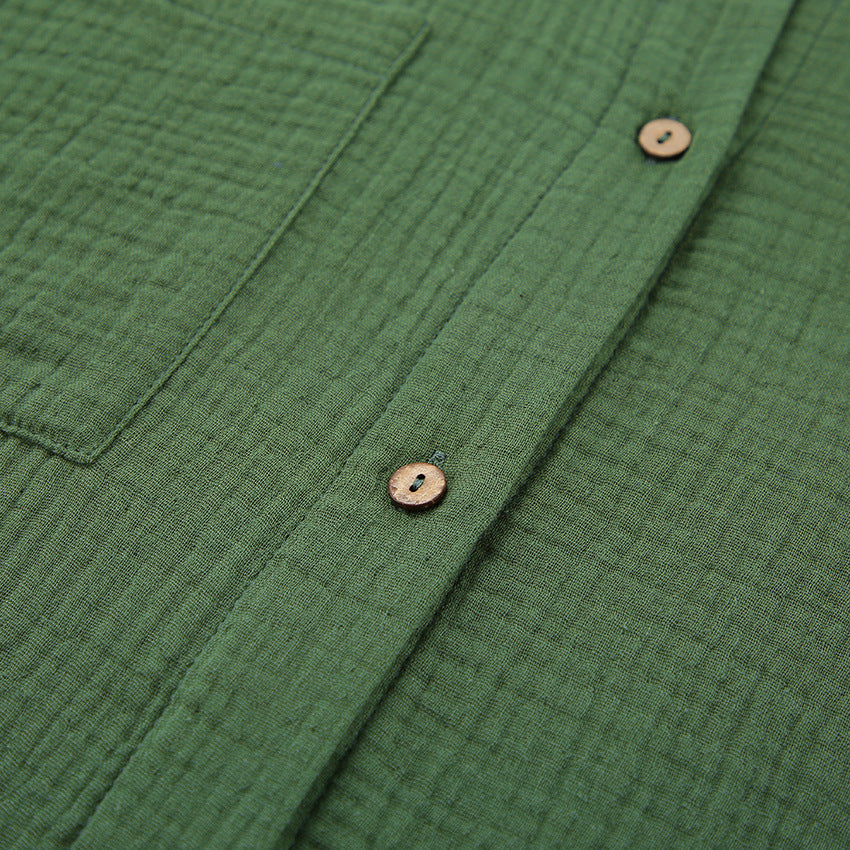 Green muslin shirt with wooden buttons from Comfortable Skin Friendly Winter Pajamas, stylish ملابس