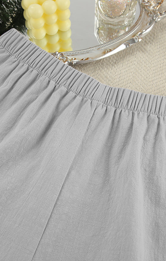 Light gray elastic waist pants from Loose Casual Cotton Pajamas for comfortable casual wear