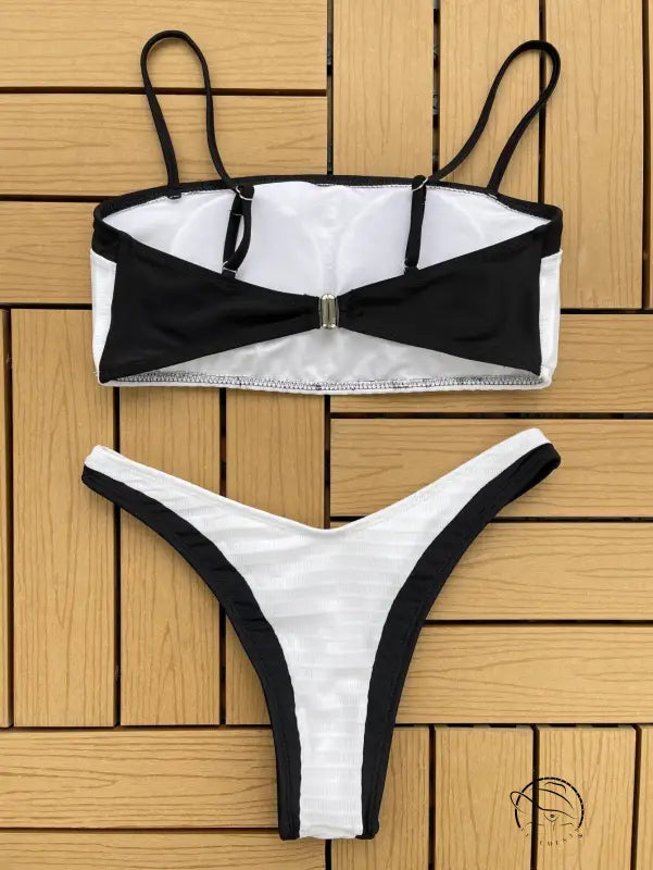 Bikini Women Black White Set Swimsuit