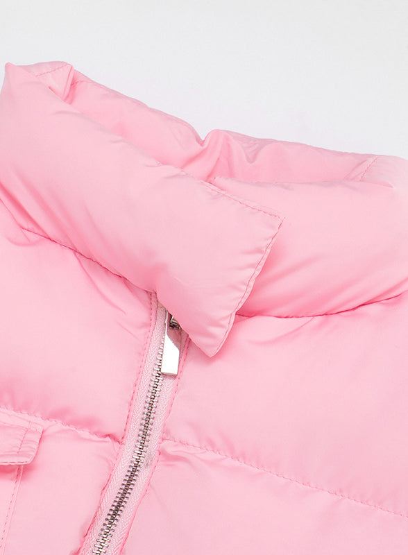 Pink Langry puffer vest with zipper pocket in fashion ملابس