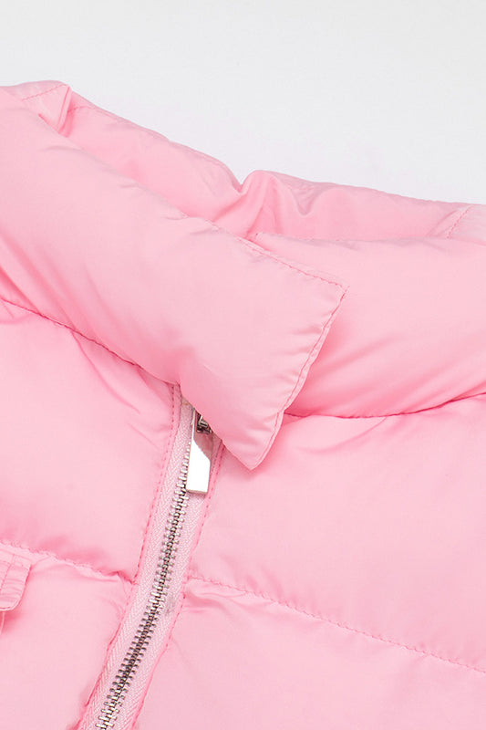 Pink Langry puffer vest with zipper pocket in fashion ملابس