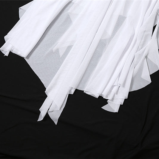 Elegant white layered draped fabric showcasing summer women’s fashion and stylish ملابس