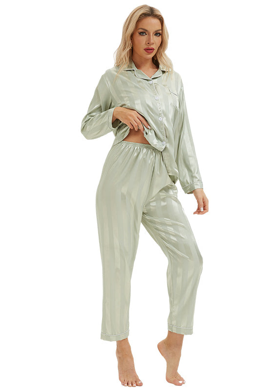 Sleek mint green langry fashion pajamas with bold stripes