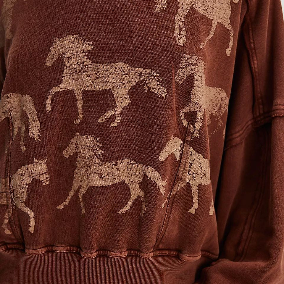 Winter Printing Loose Casual Top All Matching Hoodie