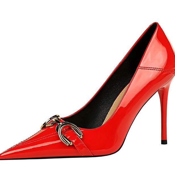 Shiny Patent Leather Office High Heel