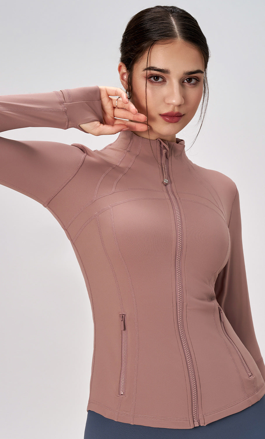 Winter Zipped Stand Collar Slim Fit Sports Outdoor Long Sleeve Yoga