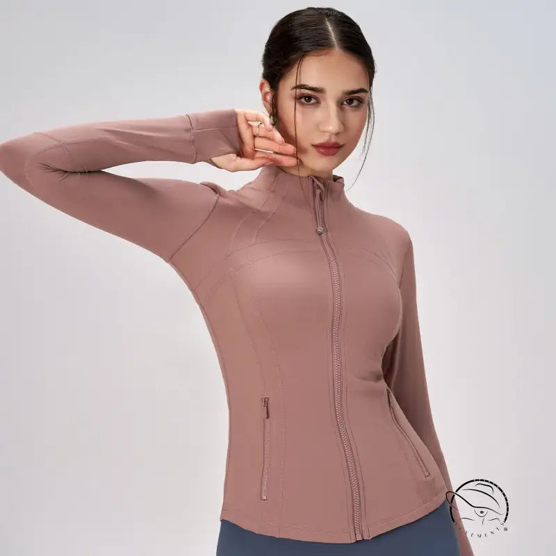Winter Zipped Stand Collar Slim Fit Sports Outdoor Long Sleeve Yoga