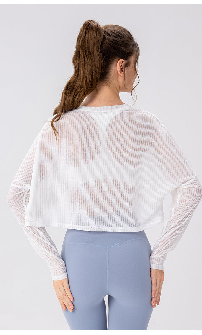 Women Yoga Blouse Long Sleeve Lightweight Breathable Workout Top Loose Outdoor Running Casual Sports