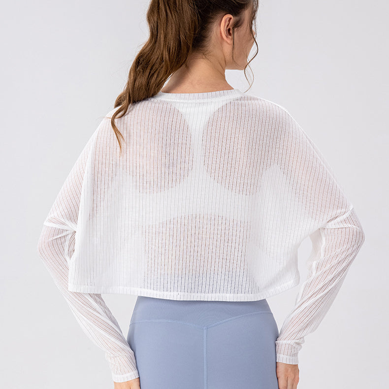 Women Yoga Blouse Long Sleeve Lightweight Breathable Workout Top Loose Outdoor Running Casual Sports