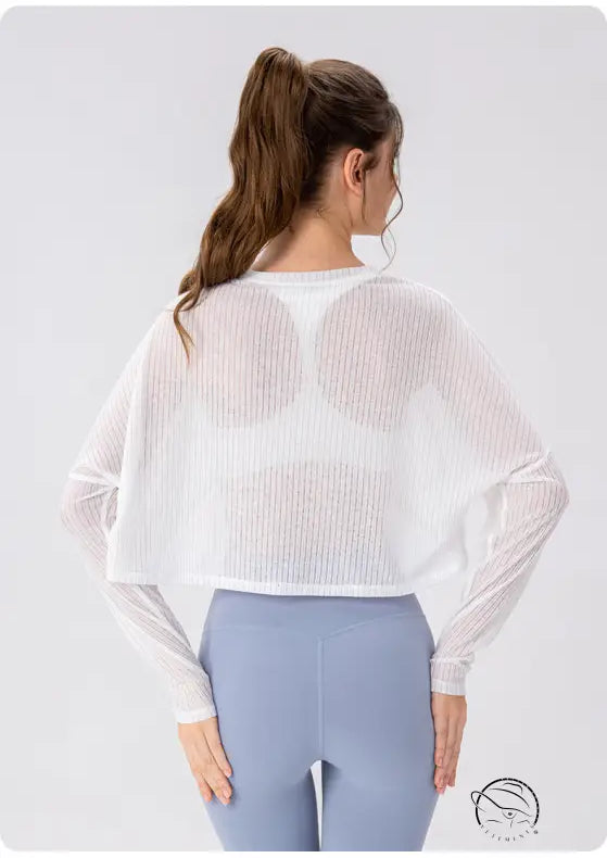 Women Yoga Blouse Long Sleeve Lightweight Breathable Workout Top Loose Outdoor Running Casual Sports