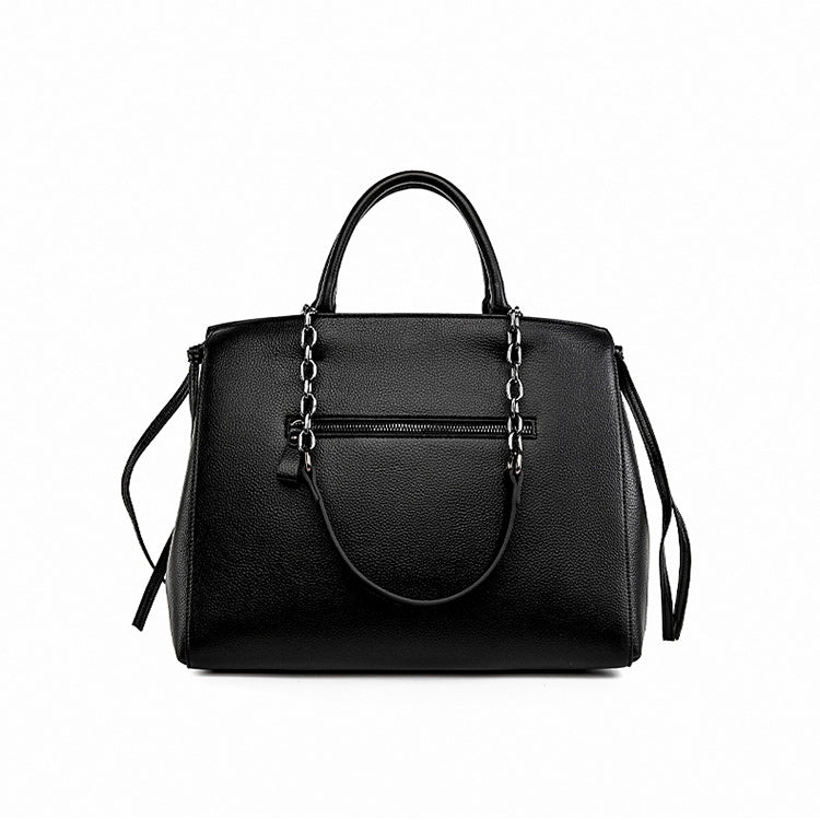 Langry fashion black crocodile pattern leather handbag with chain detail