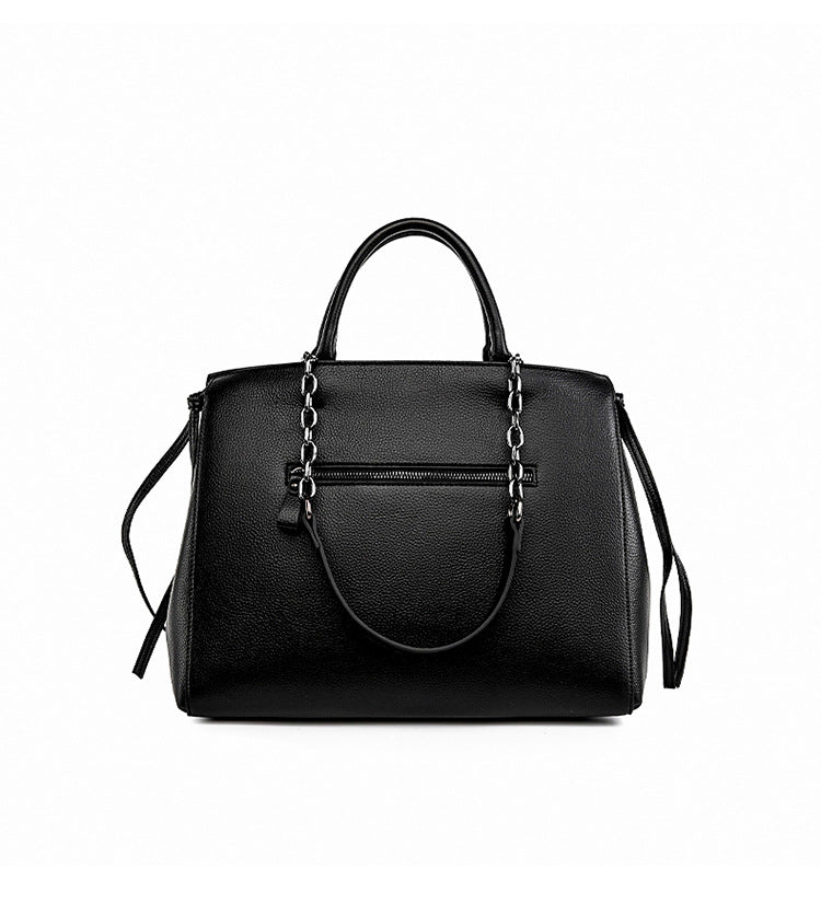 Langry fashion black crocodile pattern leather handbag with chain detail