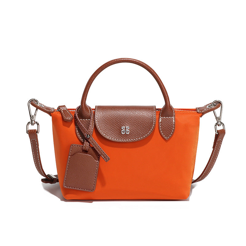 Mini All Match Shoulder Bag in orange with brown accents, perfect for stylish fashion outfits
