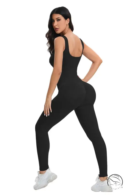 Langry black seamless knitted peach hip slim fit athletic bodysuit