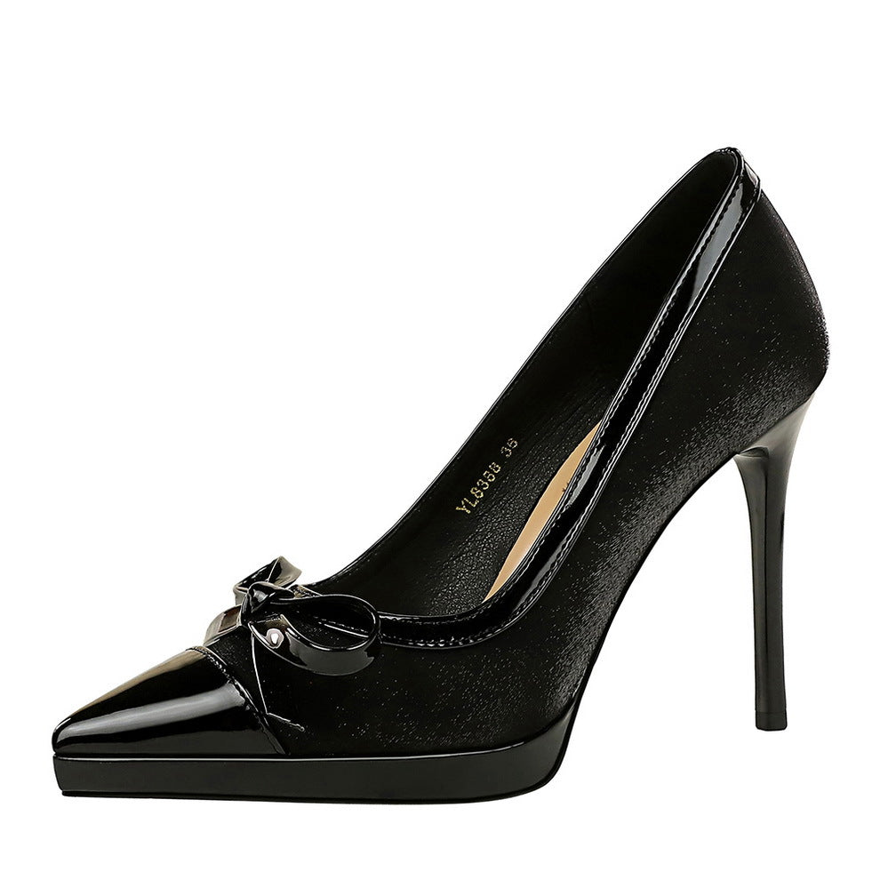 Stitching Pointed Toe Cocktail High Heel