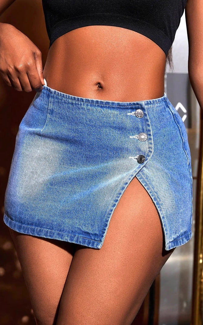 Cute Street Sheath Denim Skirt