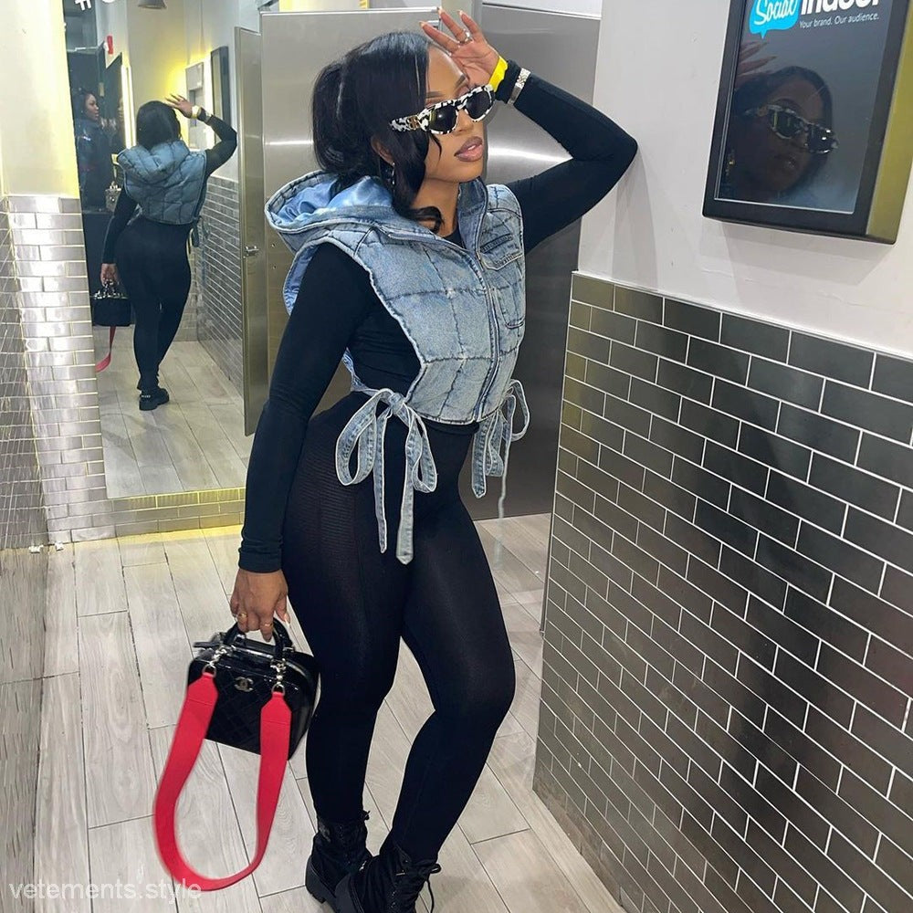 Hooded Sleeveless Short Vest-VETEMENTS