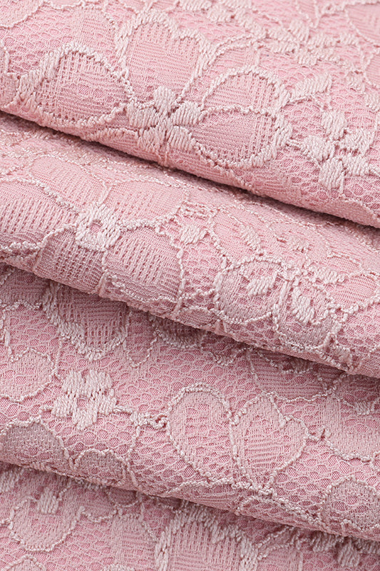 Elegant dusty rose lace jumpsuit with floral pattern and delicate texture in Langry fashion