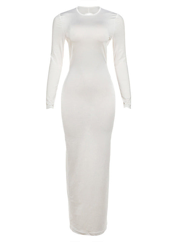 Elegant langry slim fit backless fashion dress in white