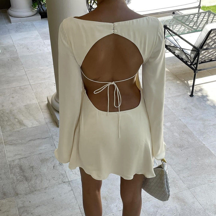 Backless white mini dress from Enchanting Short A Line Dress collection in fashion style