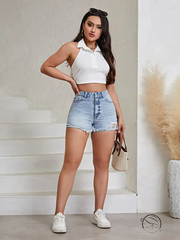 Comfortable Slim Denim Shorts Pocket Casual