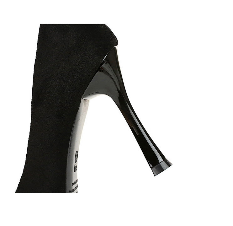Black high-heeled Thin Cocktail High Heels showcasing stylish langry fashion