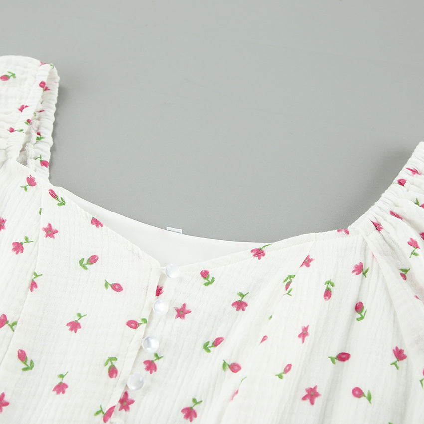 Crepe All Cotton Puff Sleeve off the Shoulder Fashionable with Side Slit Slim Fit Dress