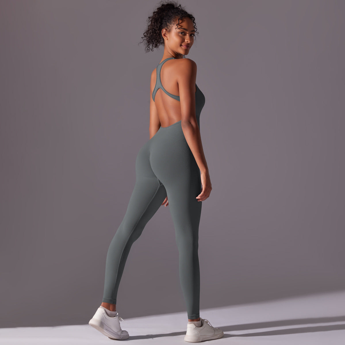 Spring Gym Seamless Shaping Yoga Jumpsuit Integrated Belly Contracting Close Fitting Sports Back one Piece