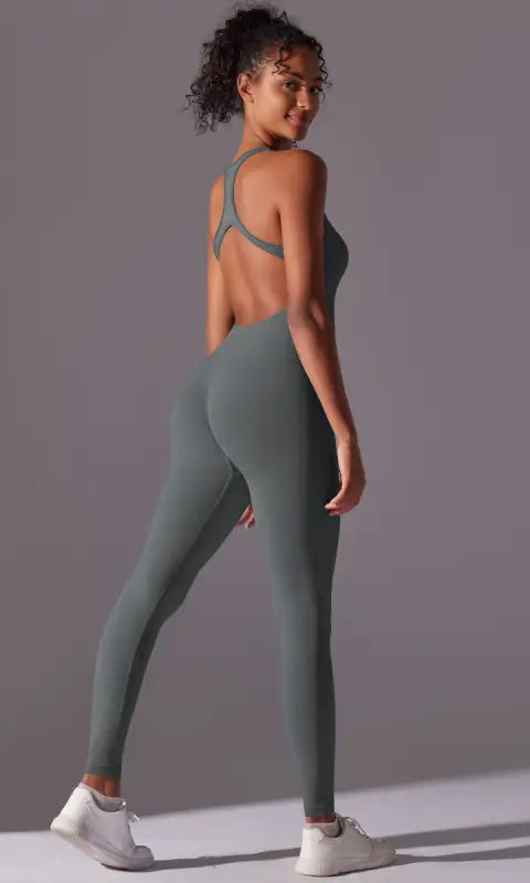 Spring Gym Seamless Shaping Yoga Jumpsuit Integrated Belly Contracting Close Fitting Sports Back one Piece