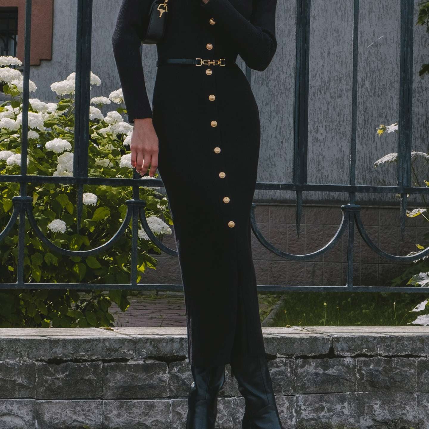 Long sleeve black knitted dress from Cardigan Long Sleeve Knitted Dress collection, stylish fashion