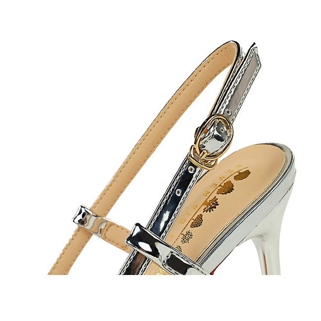 High Grade Metal Pointed Toe Strap Heels