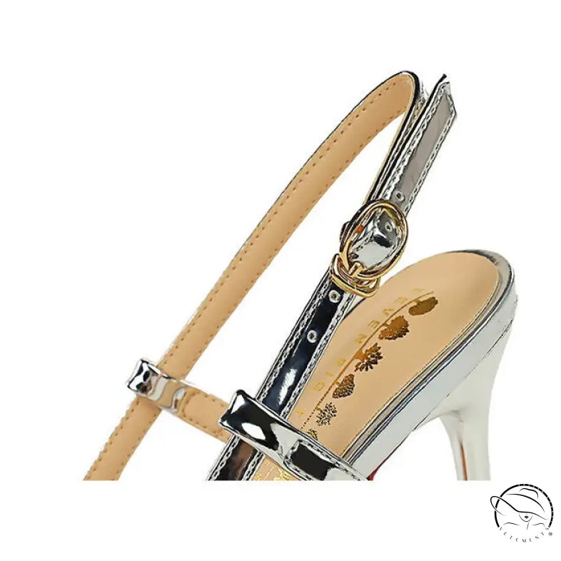 High Grade Metal Pointed Toe Strap Heels