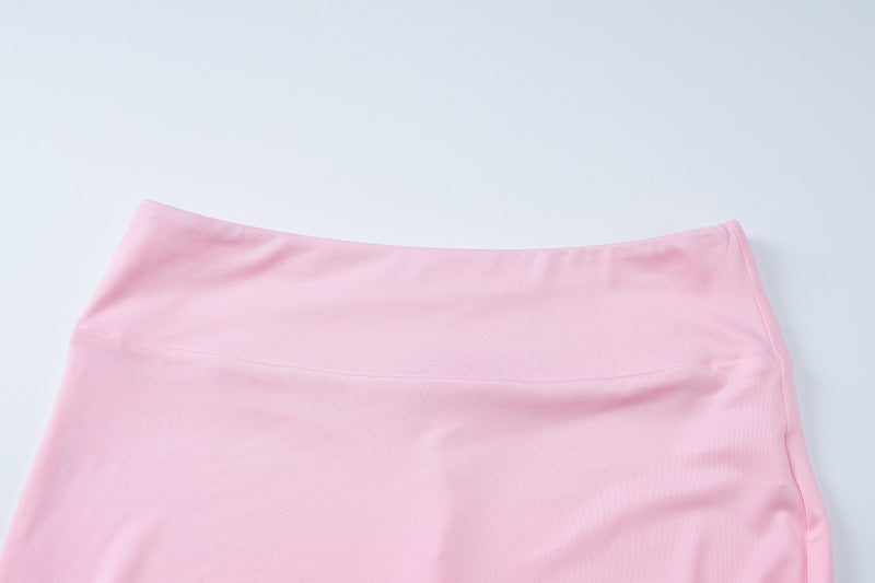 Pink skirt waistband from SLIM FIT HIGH WAIST SUIT, ideal for a fit high waist look