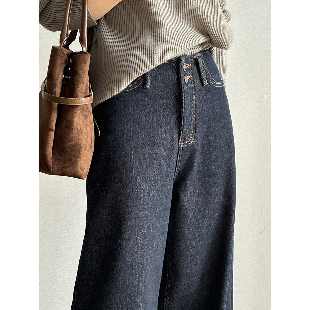 Dark wash wide leg jeans from Retro High Waist Wide Leg Jeans collection for stylish fashion
