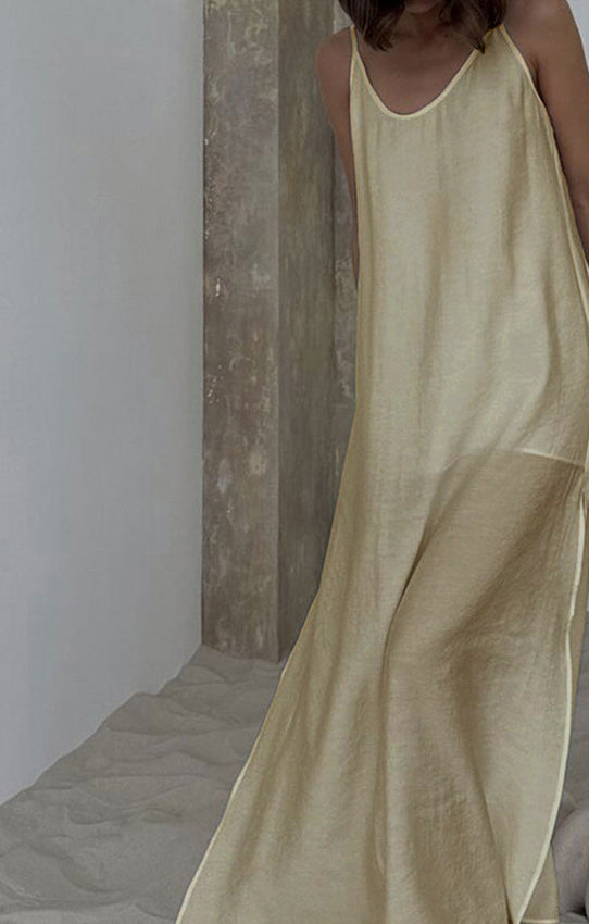 Cream-colored langry fashion sleeveless maxi dress for pajamas