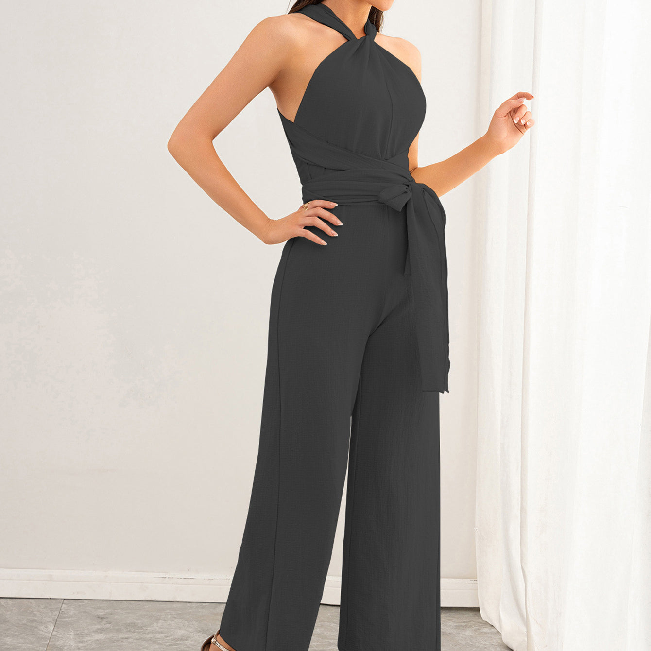 Elegant Backless Straight Jumpsuit