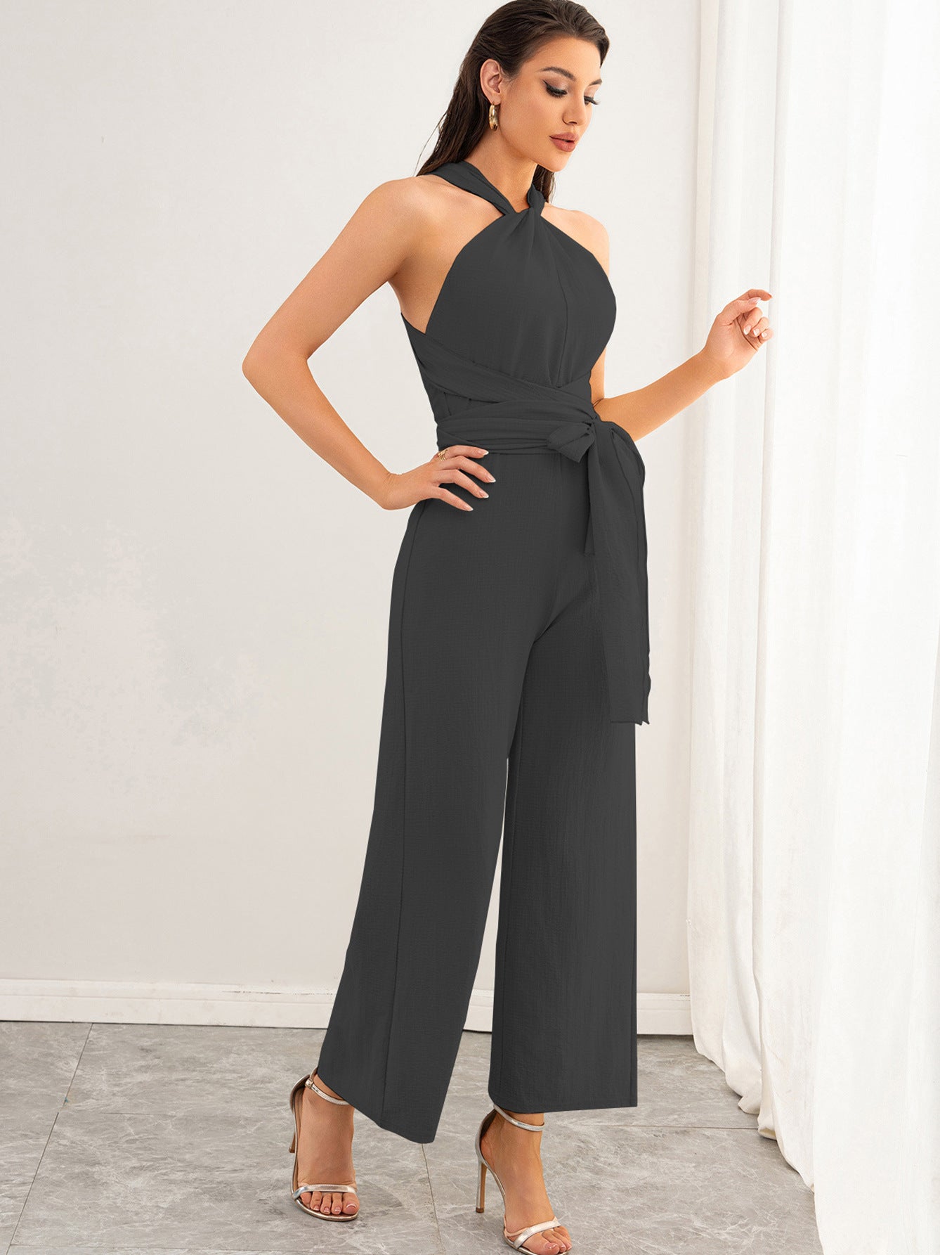 Elegant Backless Straight Jumpsuit
