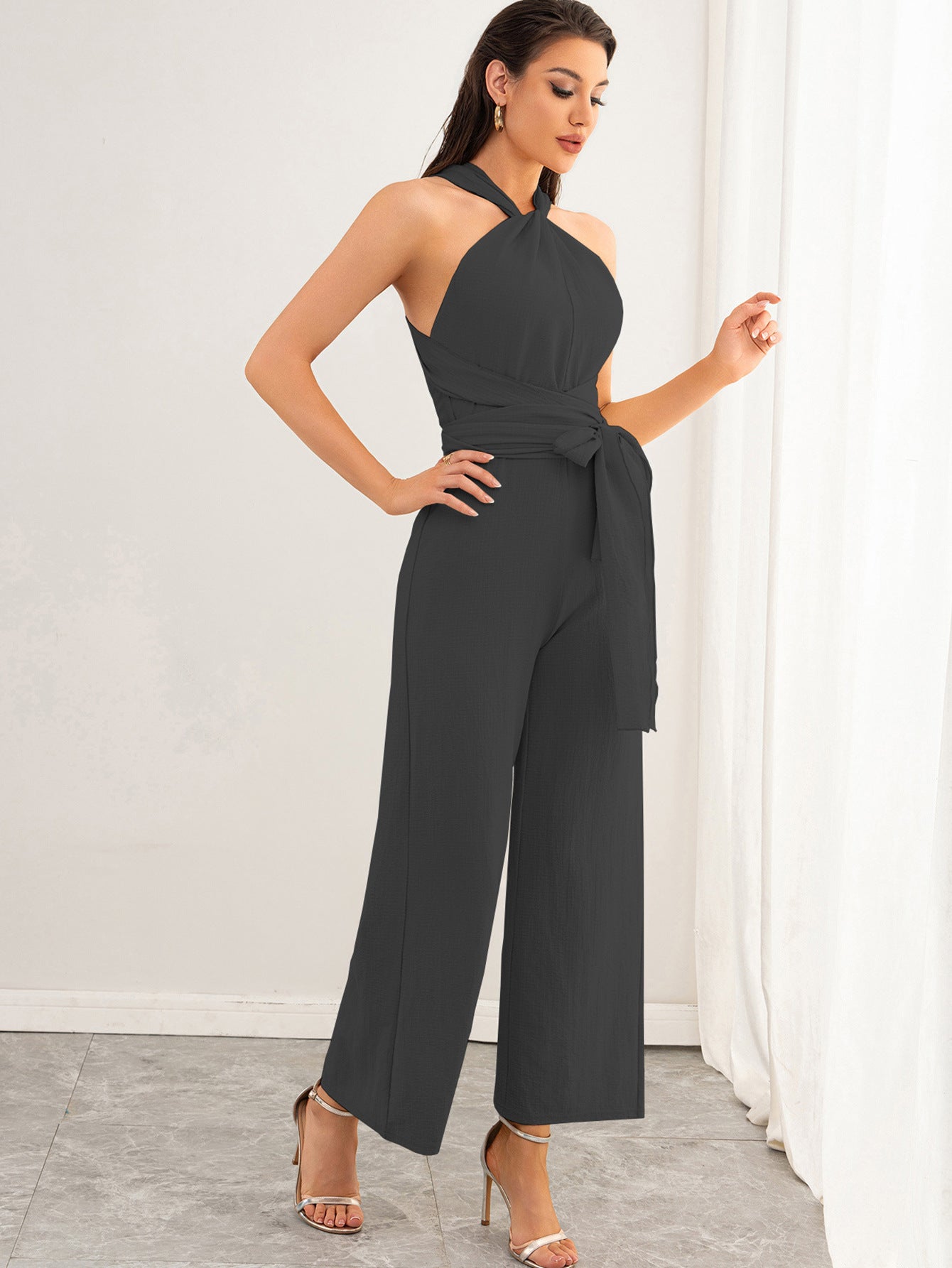 Elegant Backless Straight Jumpsuit