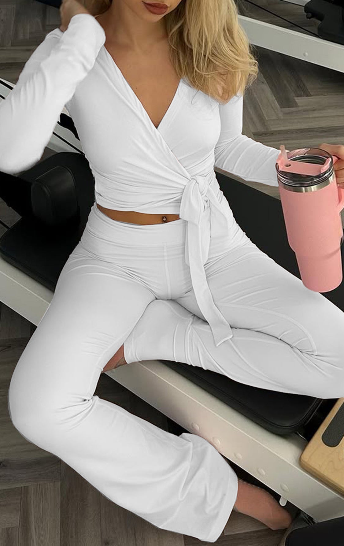 Pink insulated travel mug with stainless steel lid and handle in langry fashion ملابس set