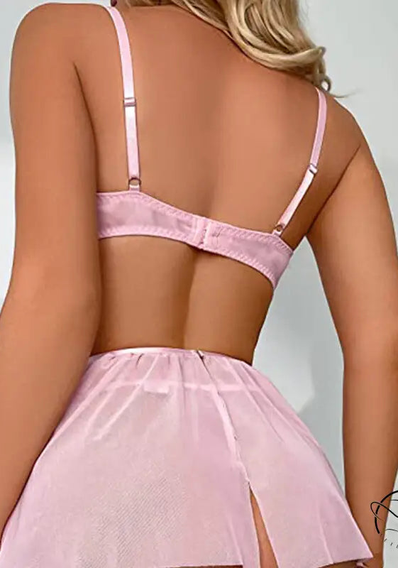 Cute Embroidered Suspender Lingerie Set