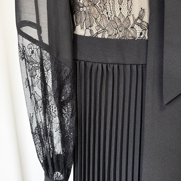 Elegant black lace and pleated dress from Beautiful High End Floor Length Dress collection, perfect for fashion enthusiasts