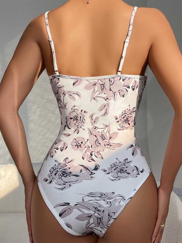 Floral print one-piece swimsuit from Cute Boning Vintage Corset, stylish وملابس for fashion lovers