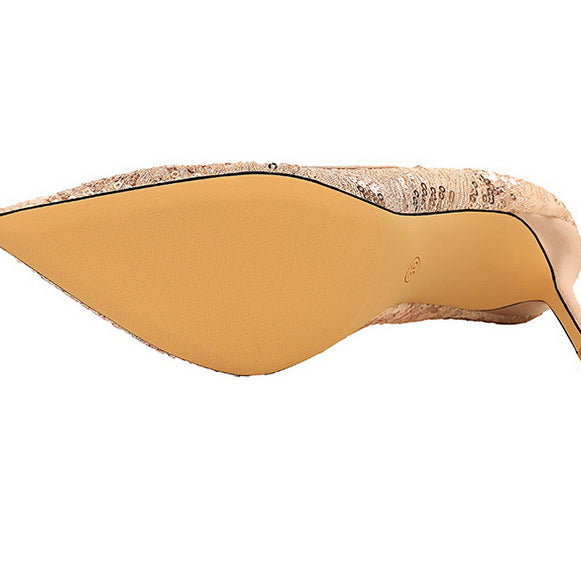 Shallow Mouth Sequin Fashionable Elegant High Heel