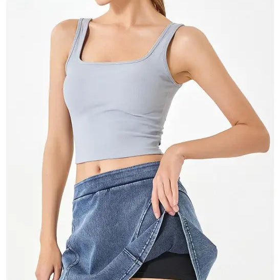 COMFY YOGA TOP & DENIM YOGA SKIRTS-VETEMENTS
