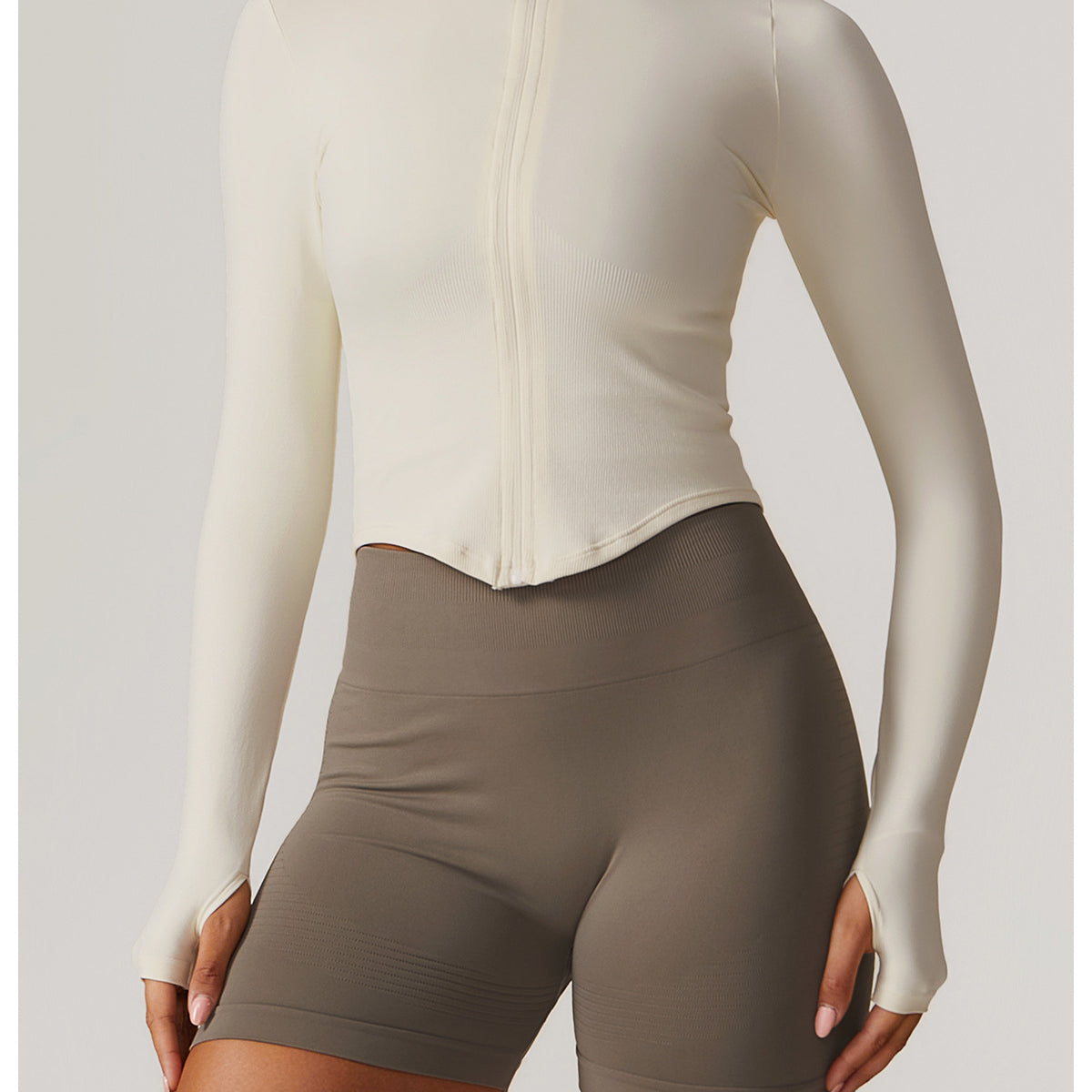 Stand Collar Long Sleeve Zipper Yoga Jacket Women Tight Quick Drying Clothes Outdoor Fitness Sports Top